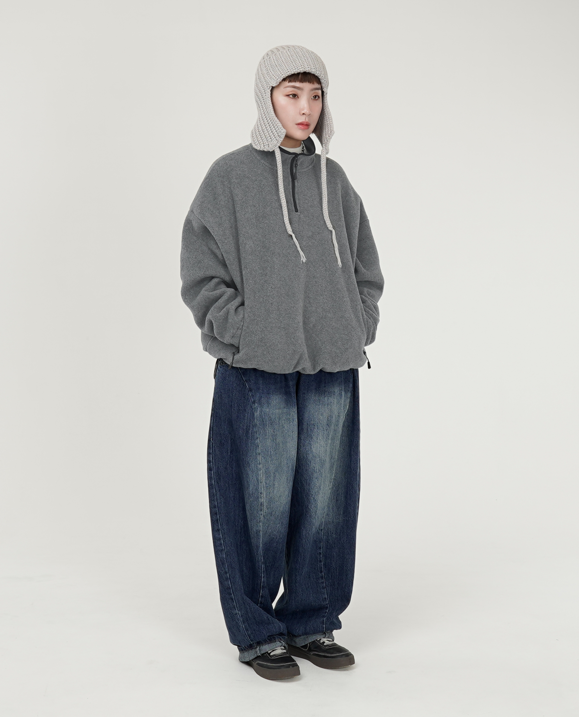 高領滾邊短絨套頭