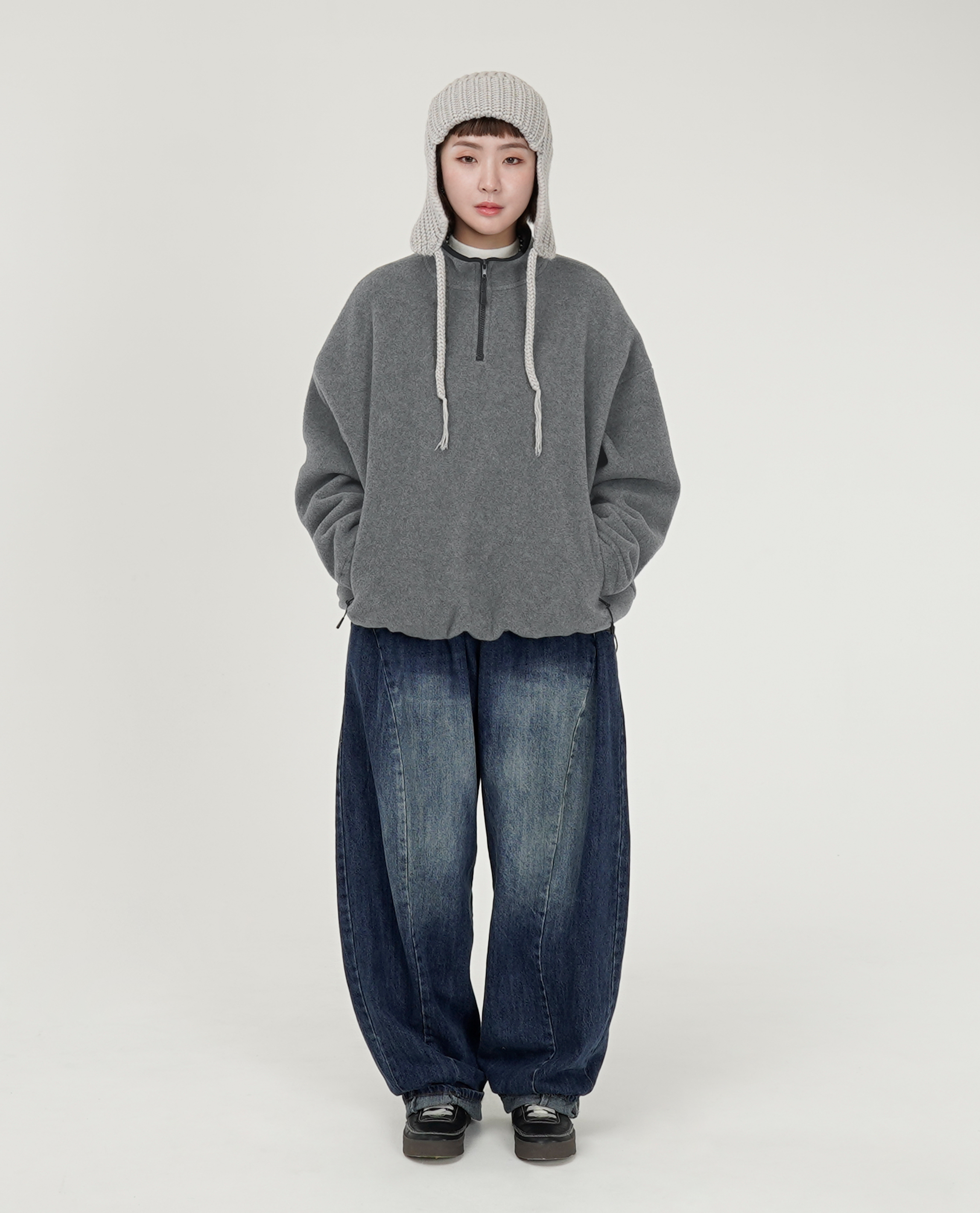 高領滾邊短絨套頭