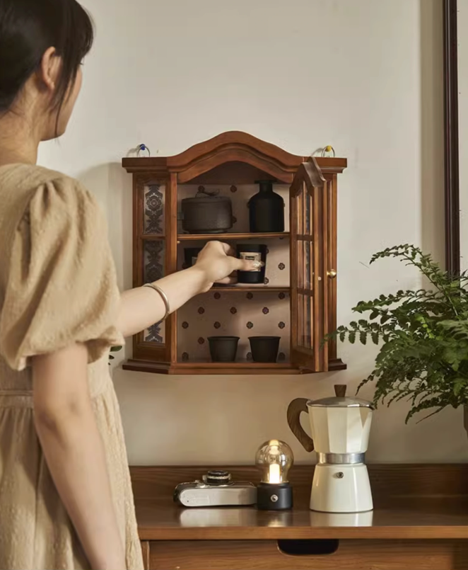 法式復古實木牆上裝飾壁掛收納橱