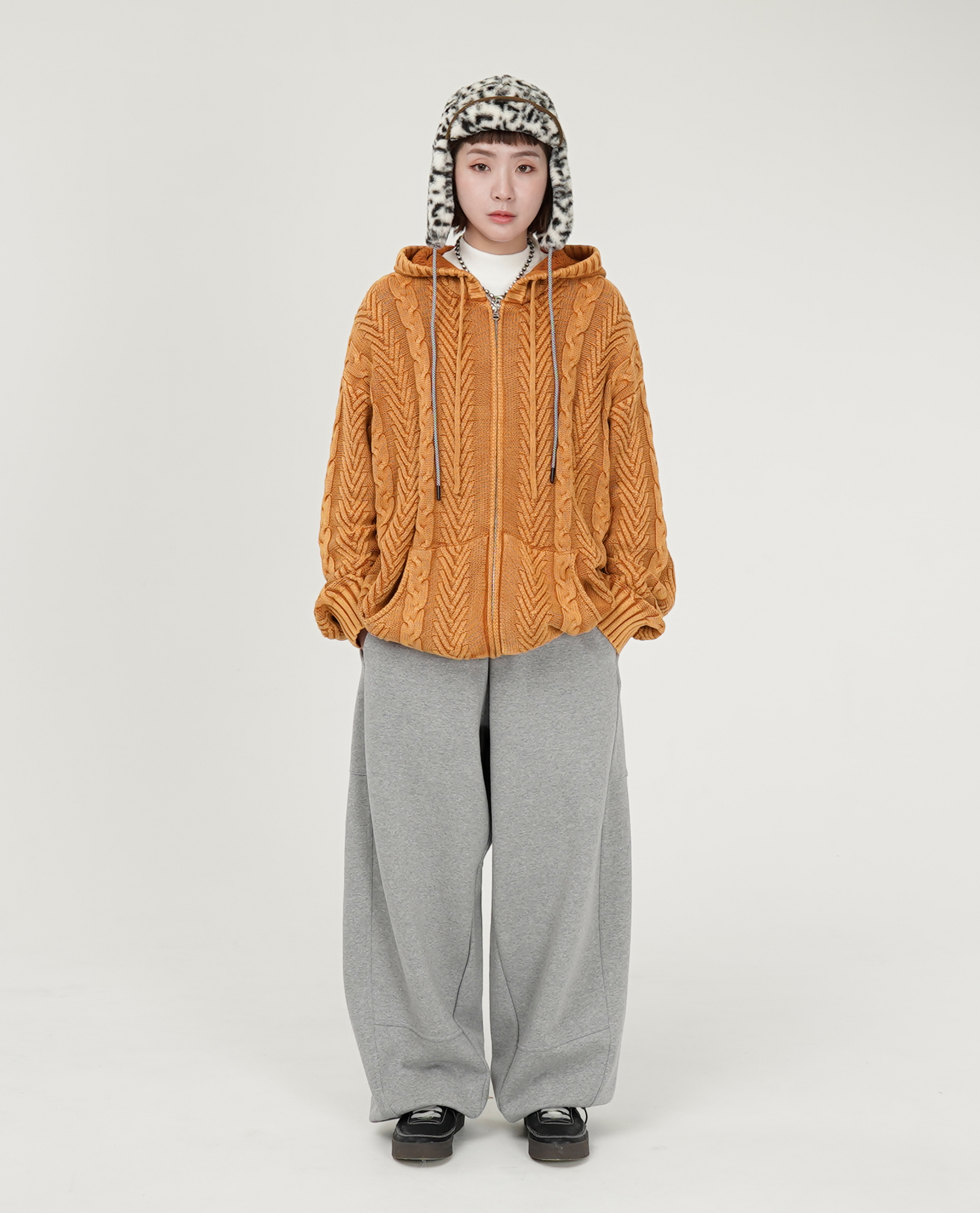 粗麻花水洗拉鍊外套