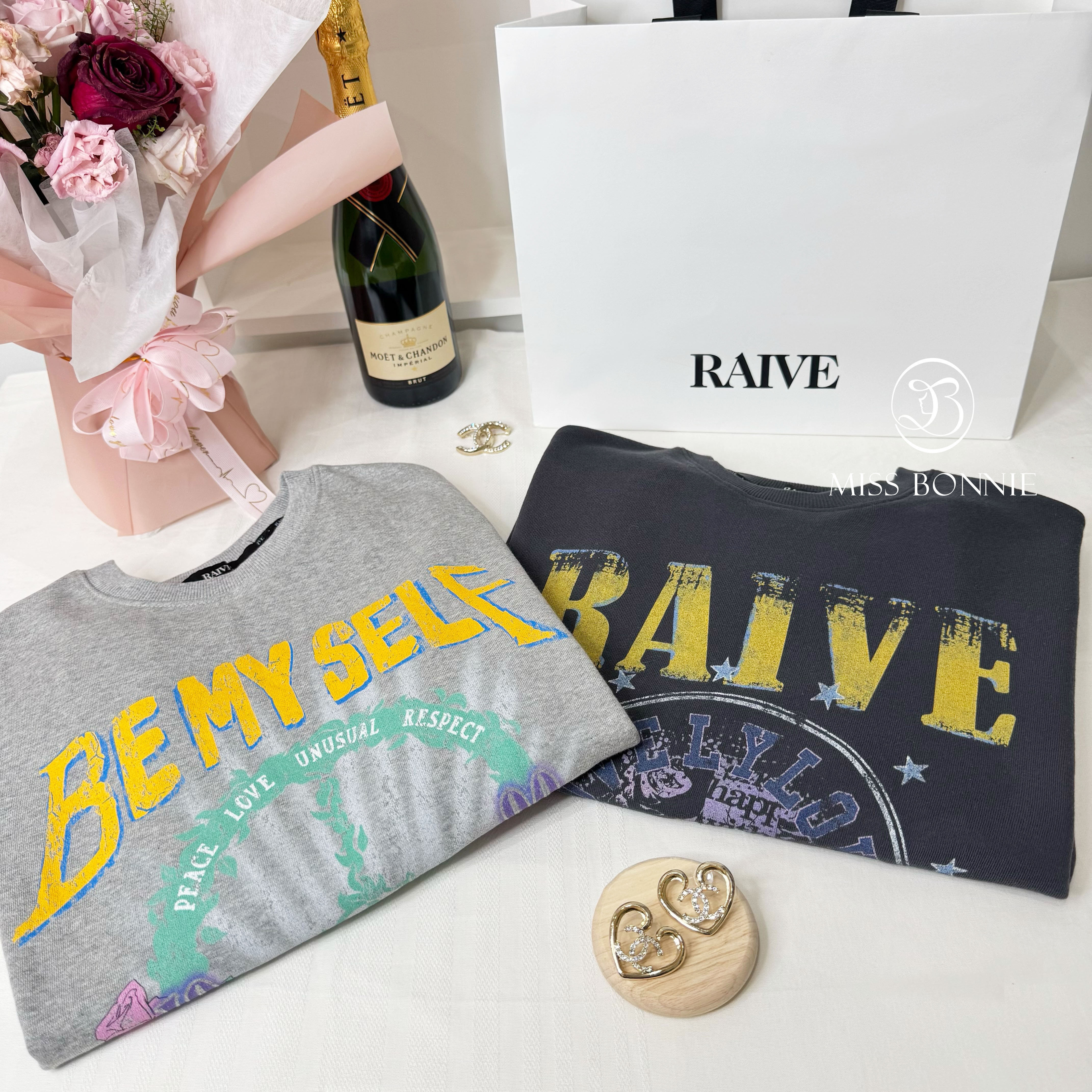 RAIVE BEMYSELF玫瑰長袖衛衣(灰色/GREY)