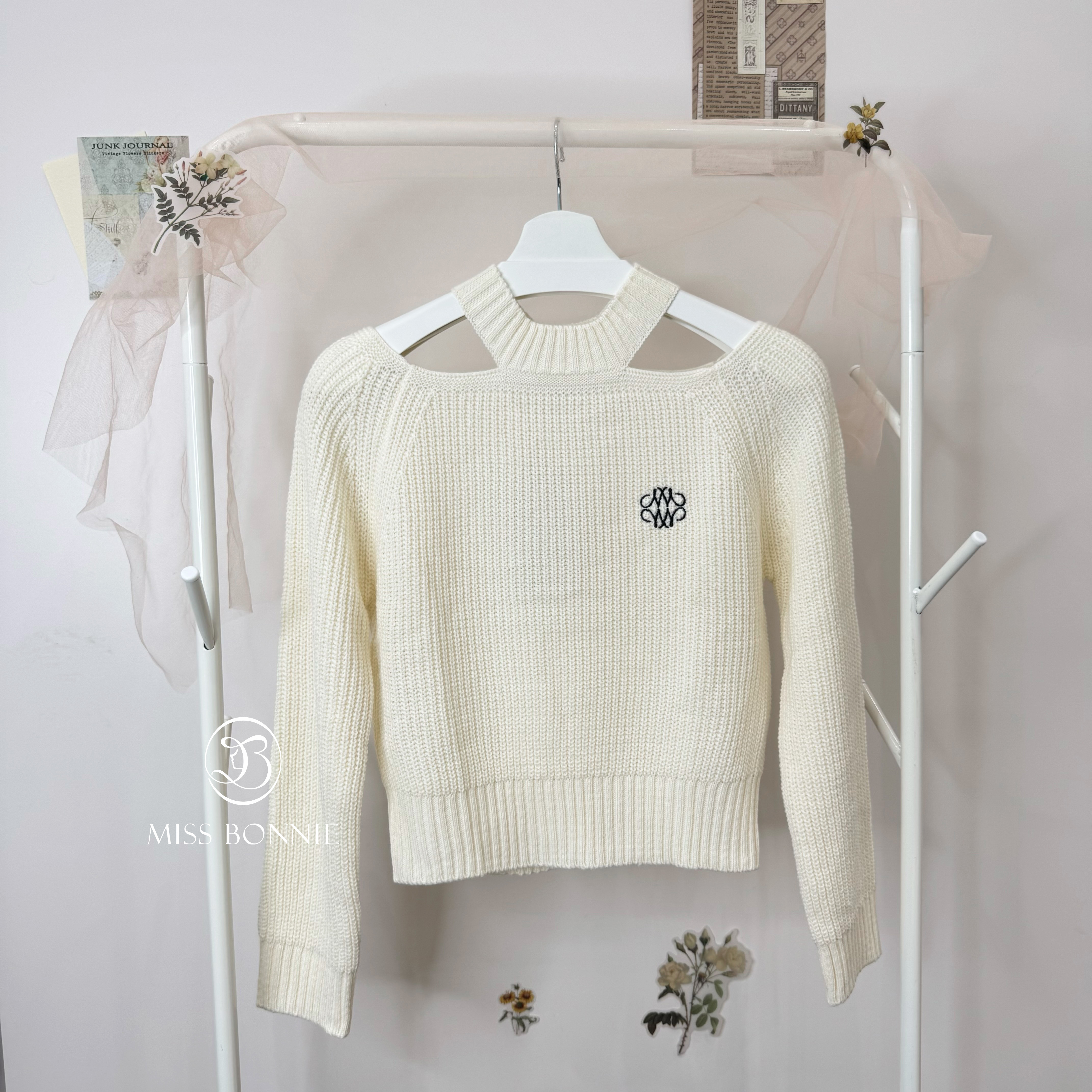 Nick Nicole挖肩造型針織上衣(象牙白/IVORY)