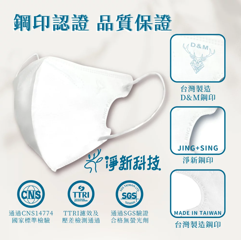 【淨新】成人立體醫療口罩 超立體 細耳 (50入)
