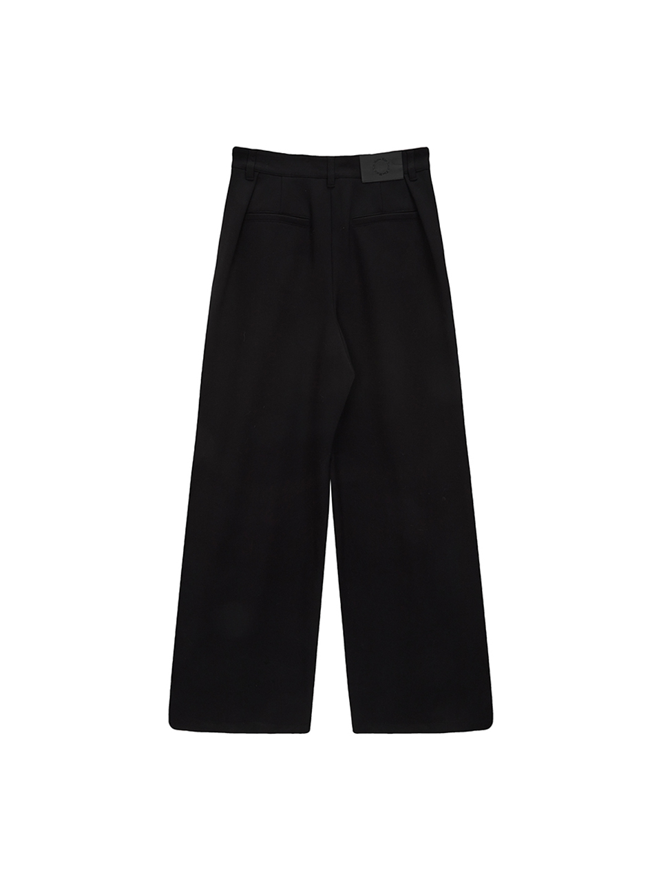 打摺細節刷毛寬褲 黑色