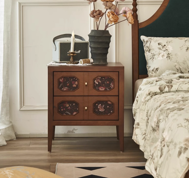 復古實木收納矮床頭櫃