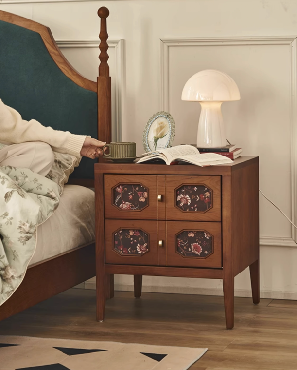 復古實木收納矮床頭櫃