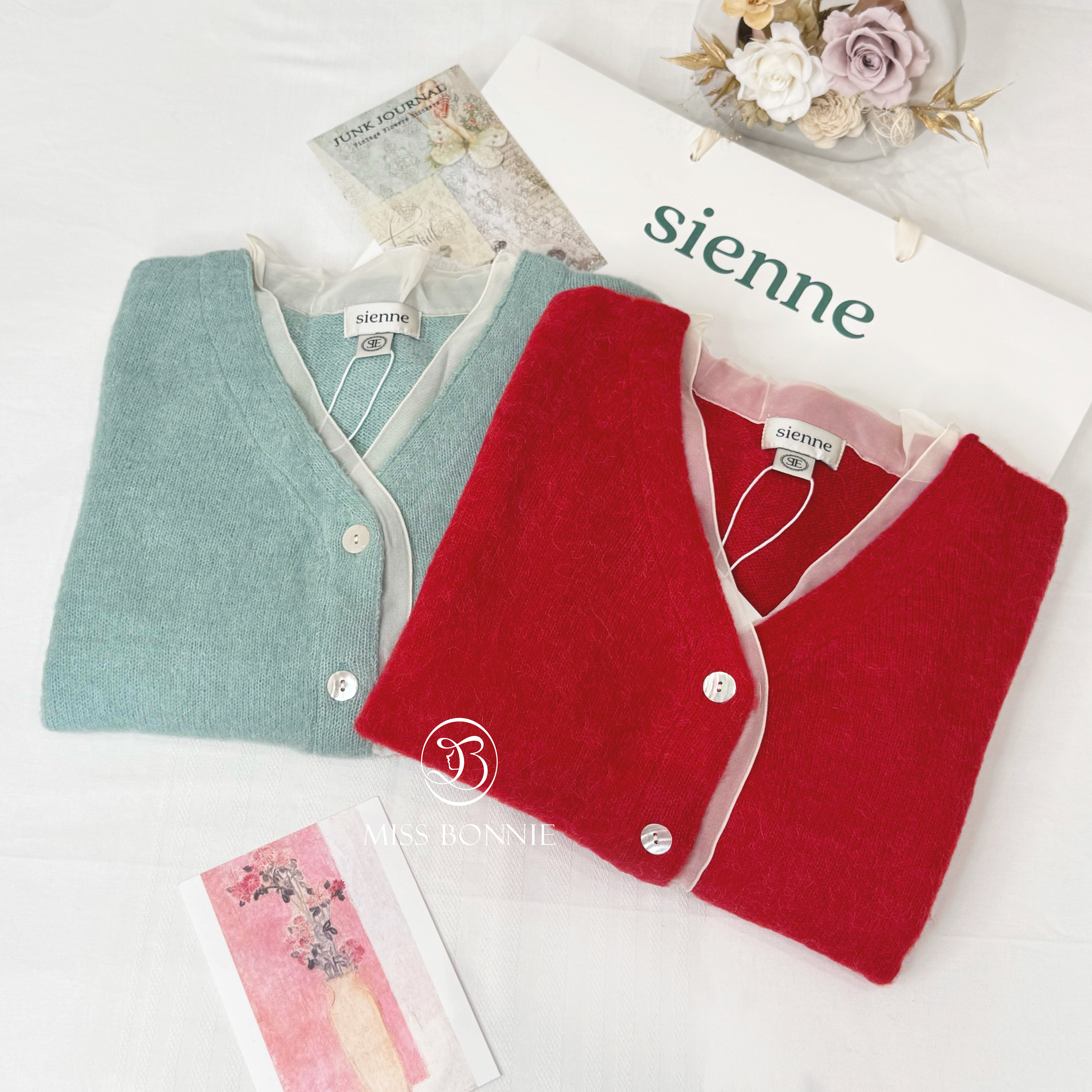 Sienne拼色開襟針織外套(共2色)