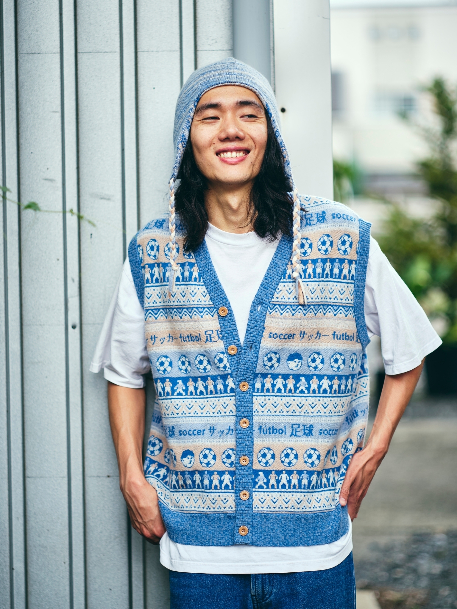 Soccer in Fair Isle Sleeveless Cardigan