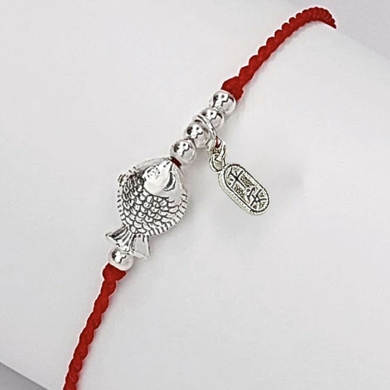 富貴有魚開運純銀紅線