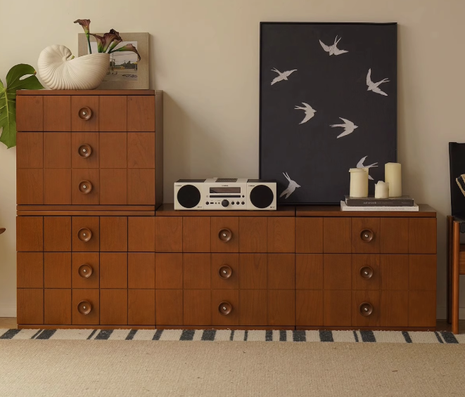 復古實木儲物收納抽屜組合櫃（單買）