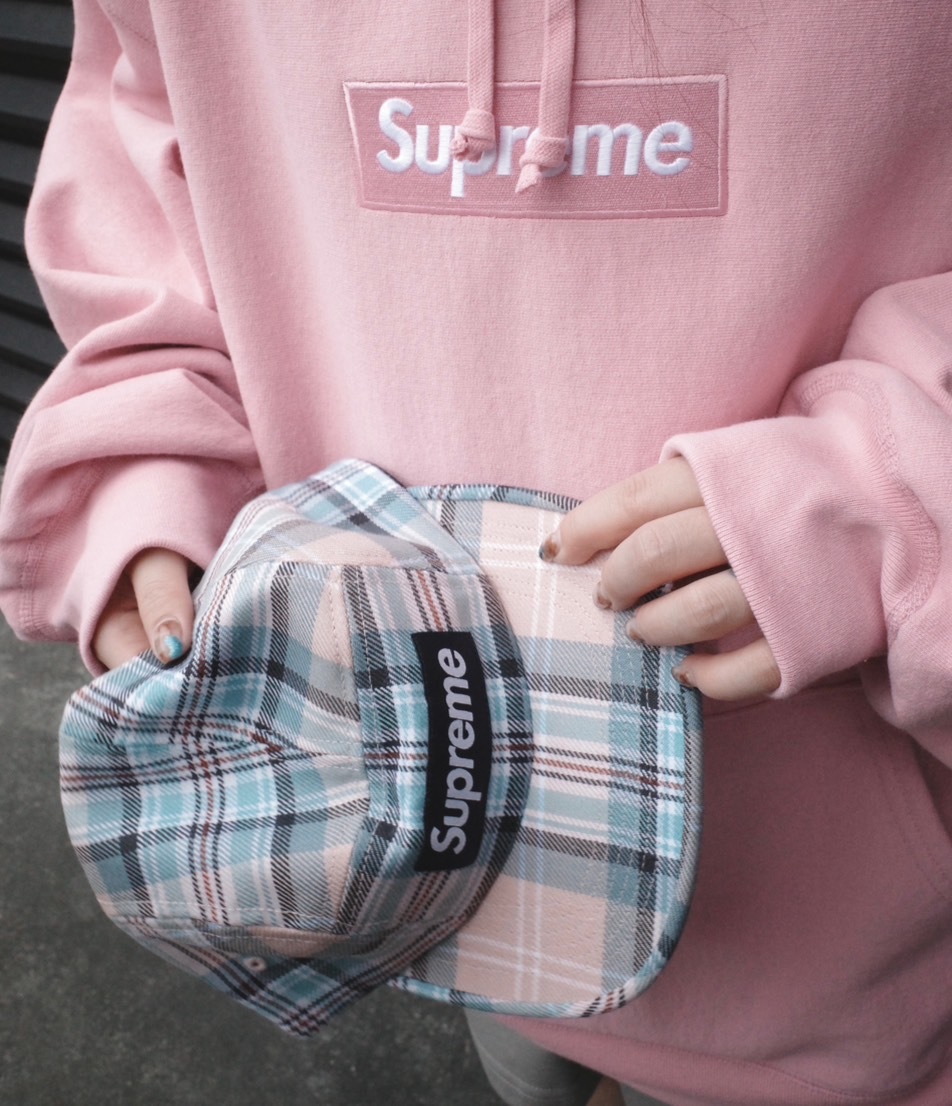 <線上SALE❤️‍🔥>SUPREME格紋五分割帽 粉藍