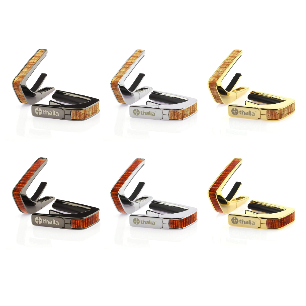 Thalia Thalia / AAA Grade Curly Hawaiian Koa 3A級夏威夷相思木 Capo 移調夾 (黑銀/銀色鍍鉻/24K金) — 三峽效果器｜YA! 玩音樂