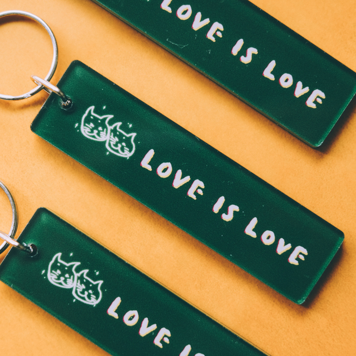 SP｜黑白小姐 Miss B&W｜壓克力鑰匙圈｜黏黏貓 綠色