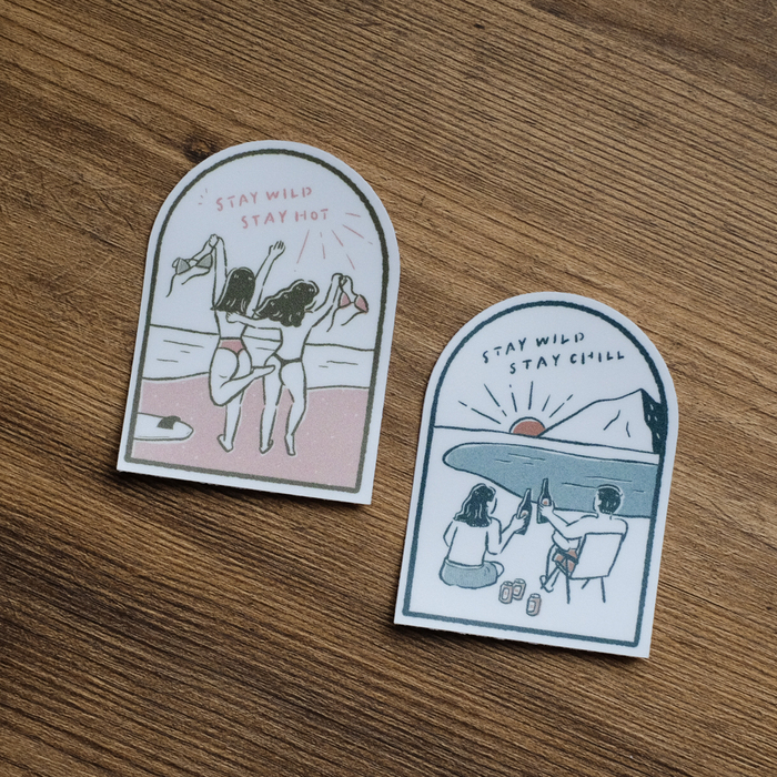 SP｜黑白小姐 Miss B&W｜防水大貼紙組｜Stay Wild Stay Chill