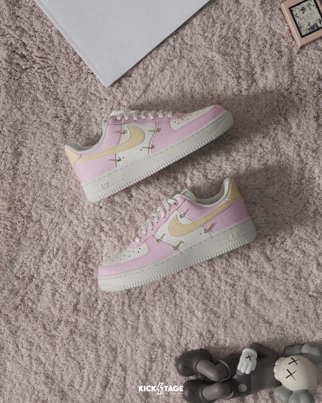 女鞋 NIKE W AIR FORCE 1'07 LX 白粉 小金勾 四勾 立體 小勾 休閒鞋【IB2574-600】AF1 LGS