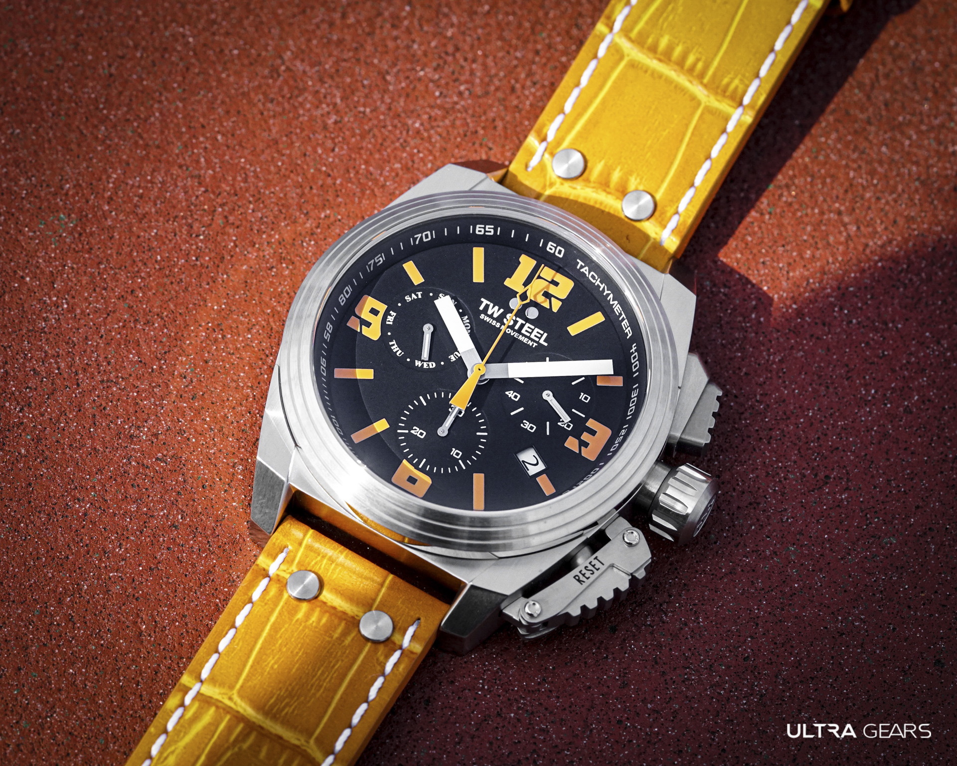 TW Steel SWISS CANTEEN 全鋼黑橘面計時碼錶 TW1112