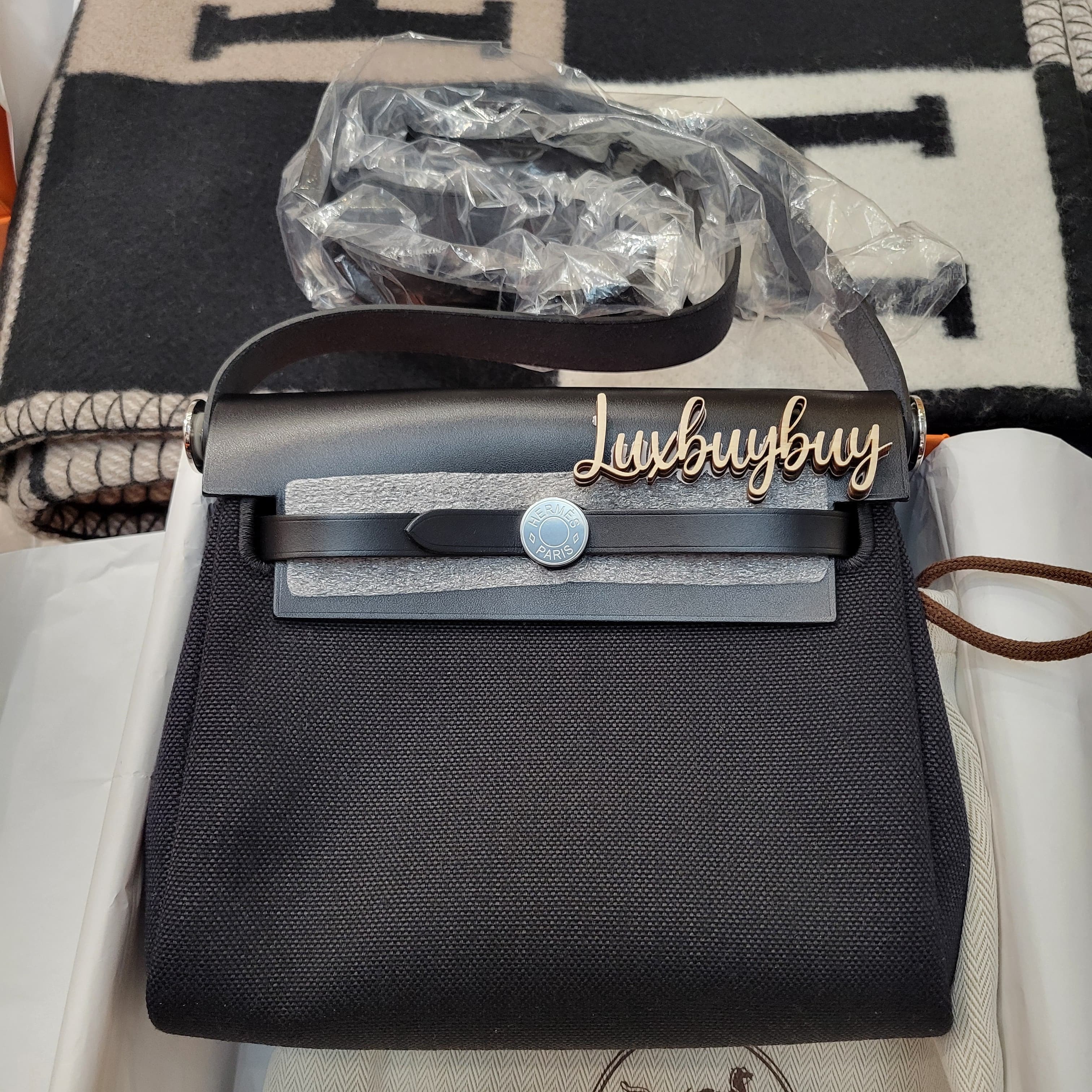 HERMES Mini HERBAG ZIP 20 NOIR/NOIR CK 黑銀