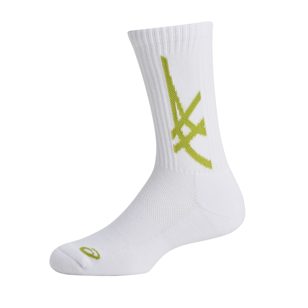 ASICS 中筒襪 白綠色 3053A160-101