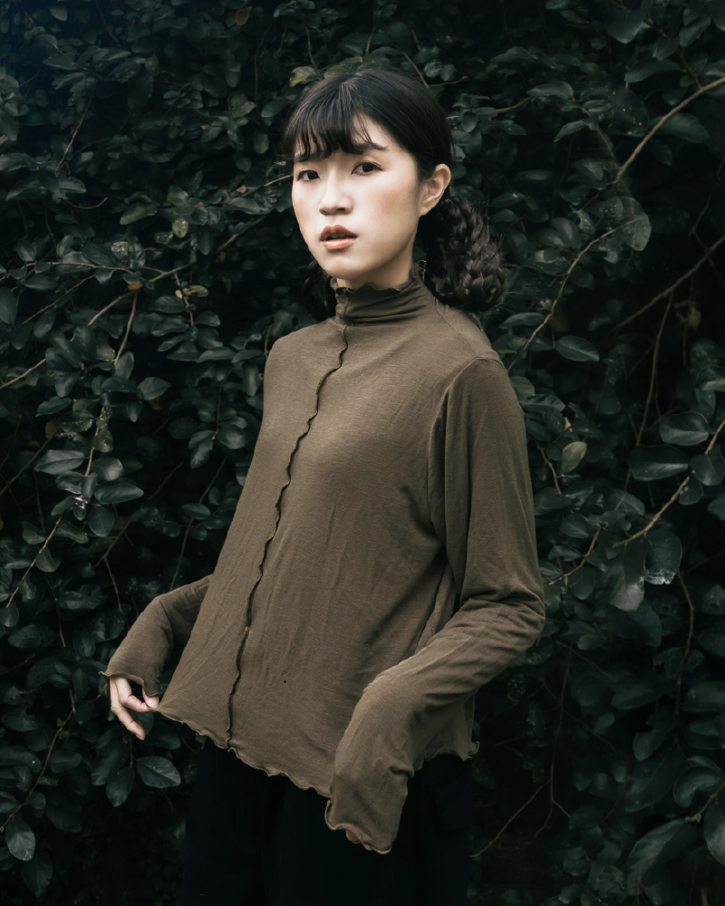 【 Kiki.co made 】 two way ruffle wire inner -  army green