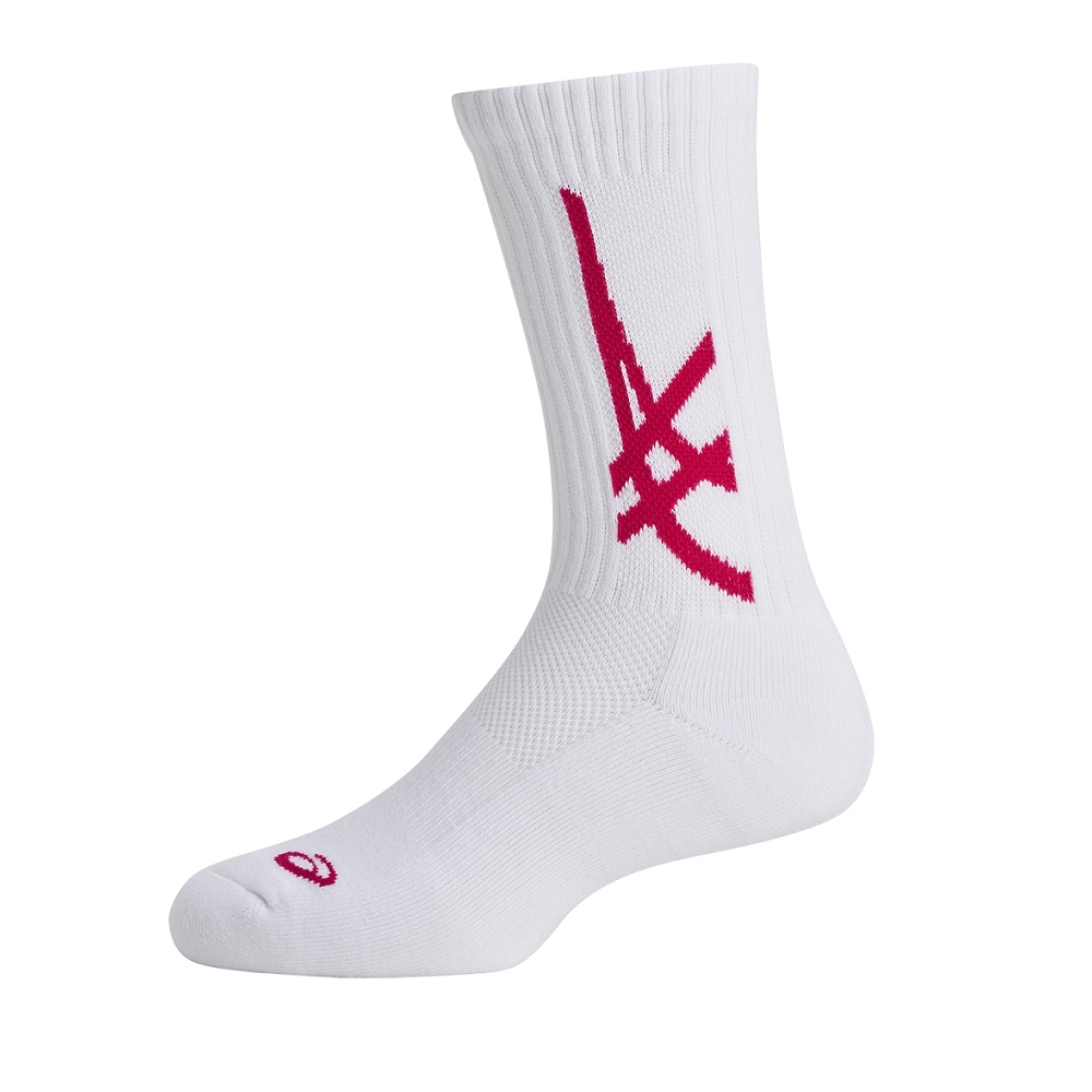 ASICS 中筒襪 白桃紅色 3053A160-103