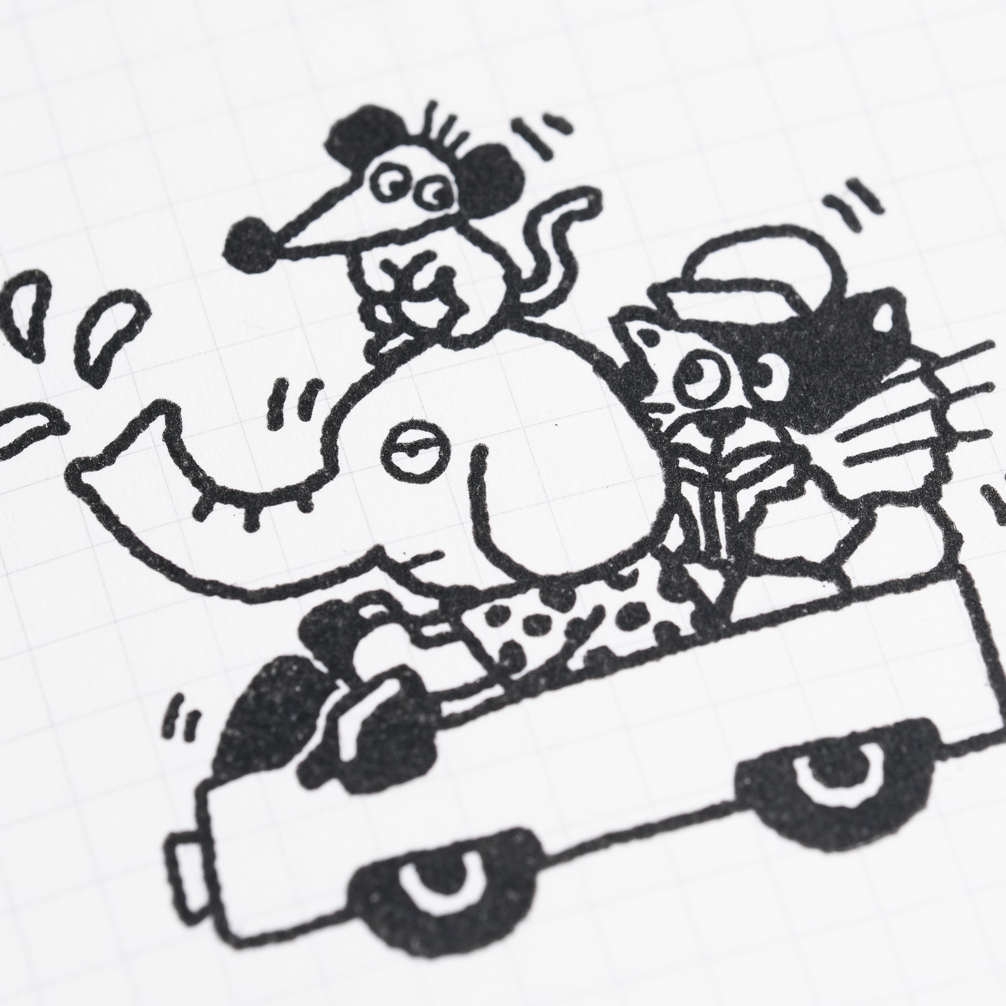 旅行 動物小車02 膠版印章/一分之一工作室/臺灣