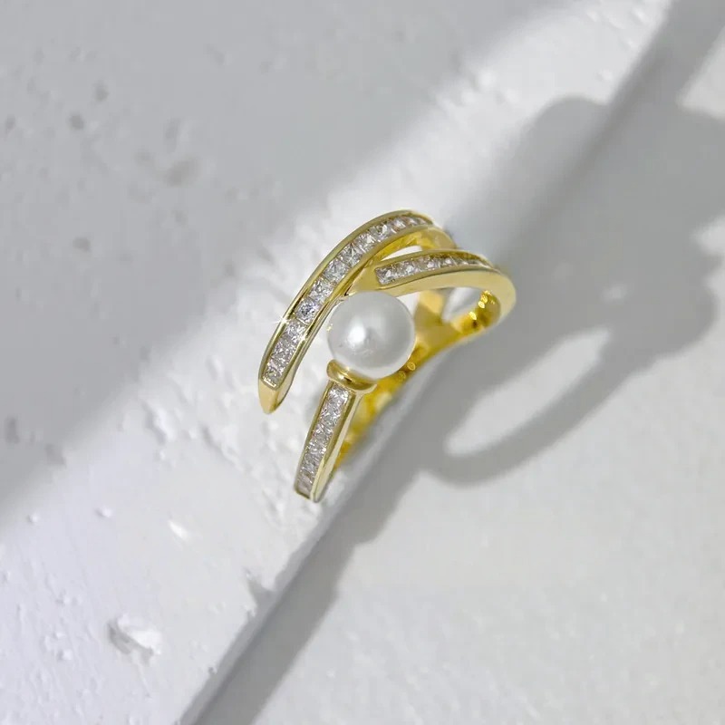 珍珠雙環造型戒指