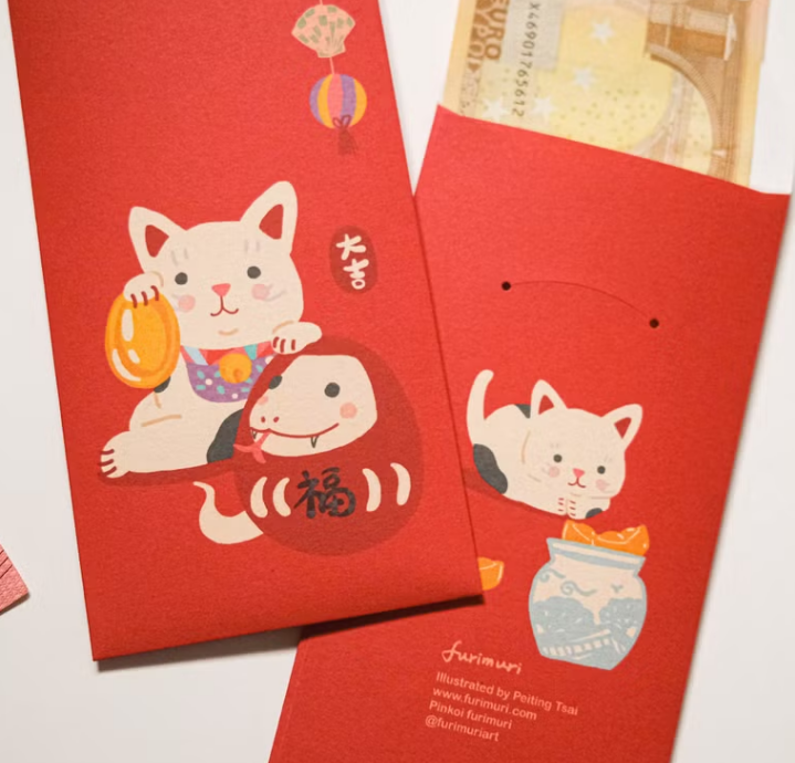 紅包袋3入 放心錢進 蛇貓有春綜合組｜furimuri毛乖畫鹿 台灣