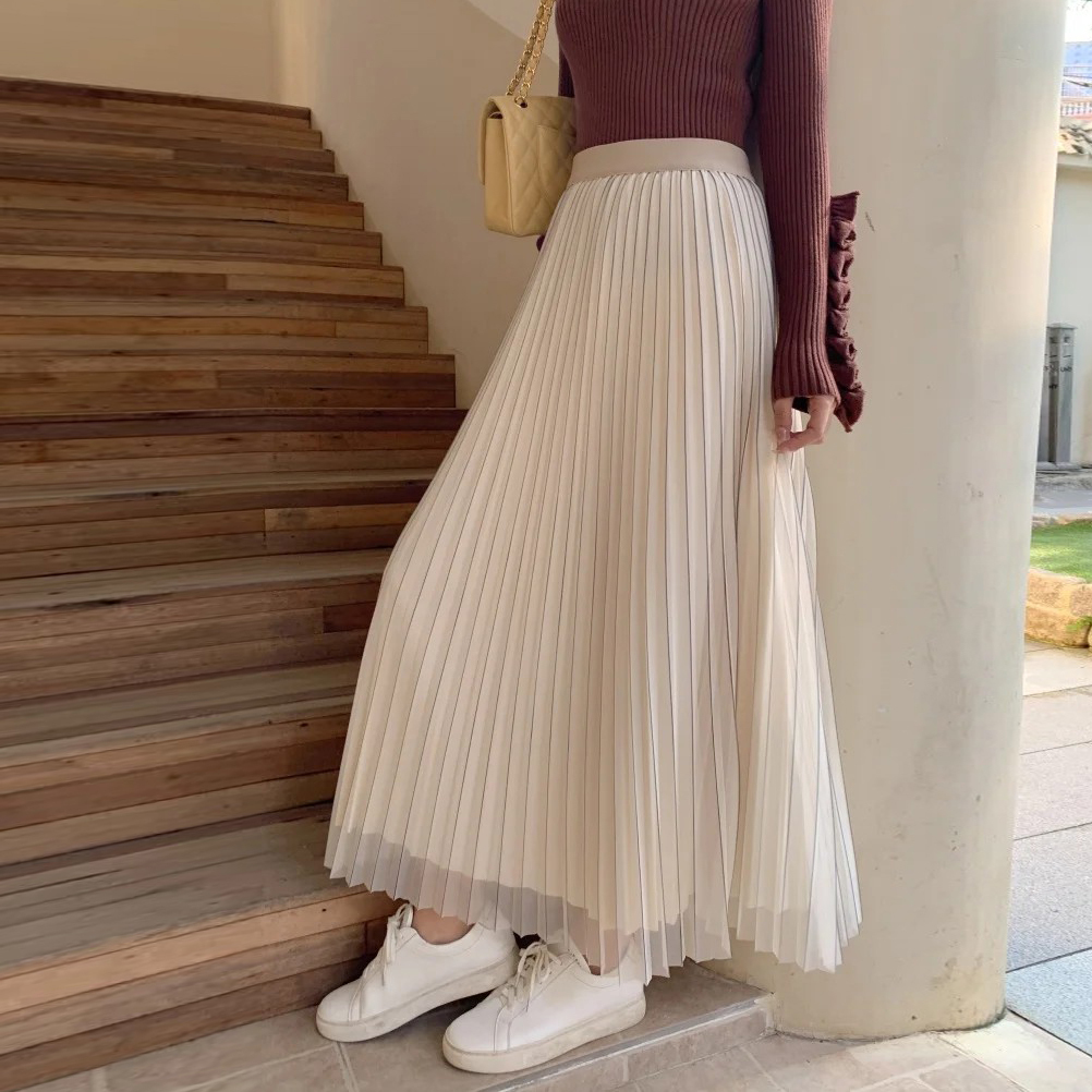 小仙女氣息鬆緊腰百摺裙長裙-F / 4色 (Elegant & Love)