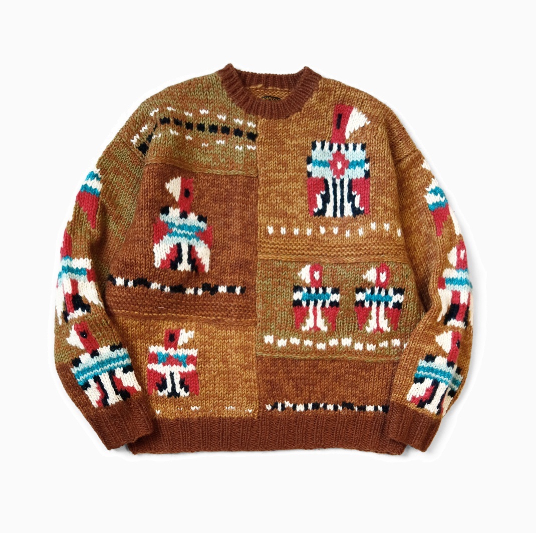 KAPITAL HAND-KNITTED SANTO DOMINGO COWICHAN CREW SWEATER - PRE ORDER ITEM (預訂中)
