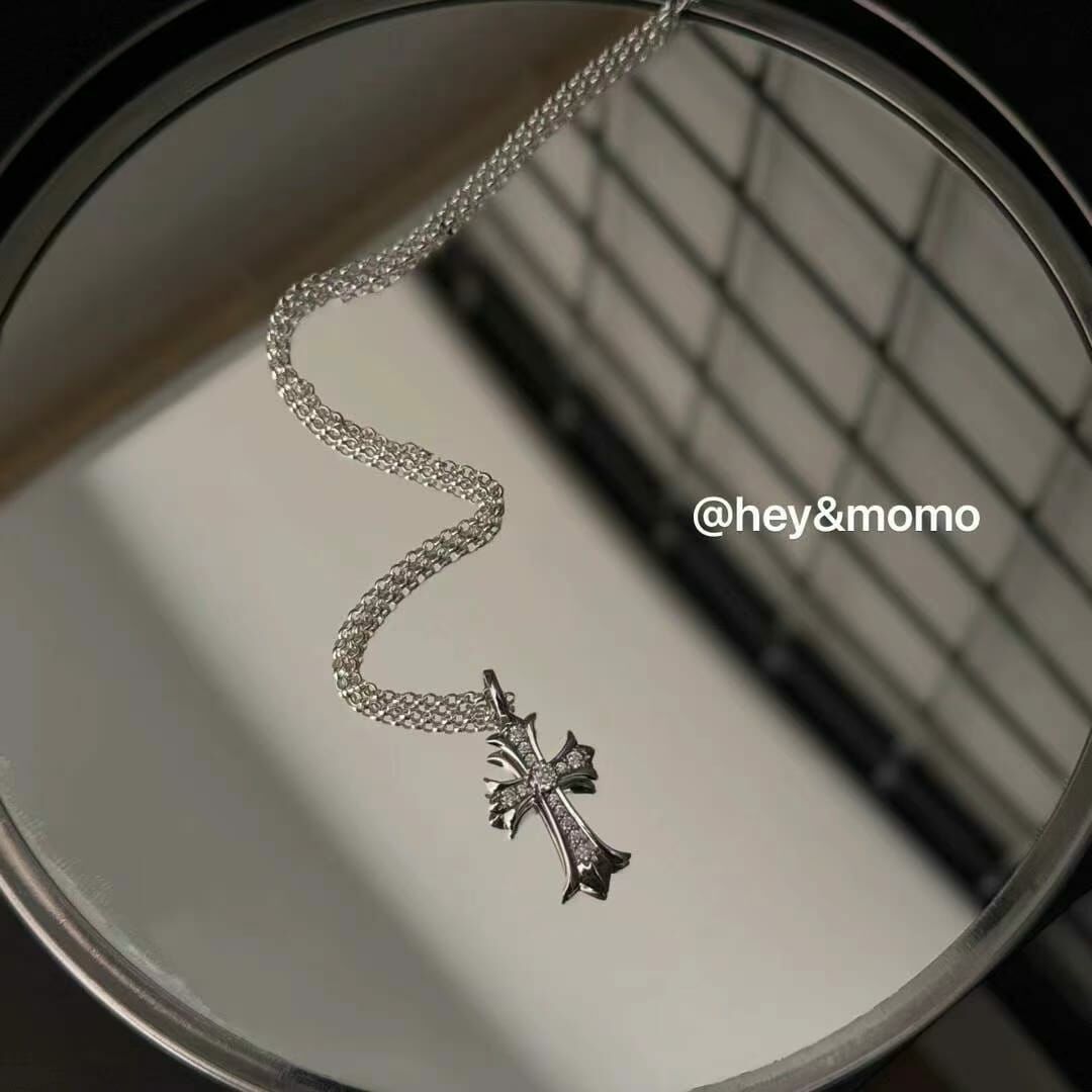 HM3402 ⚪️925 銀 正反雙面施華洛鑽十字架 簡約項鍊