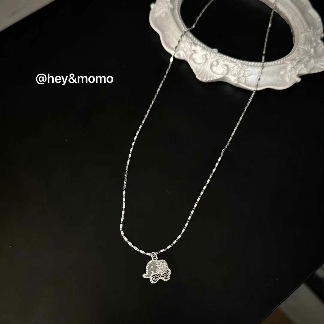 HM3407 ⚪️925 銀 超閃鏈條➕Q版招財小象吊墜項鍊