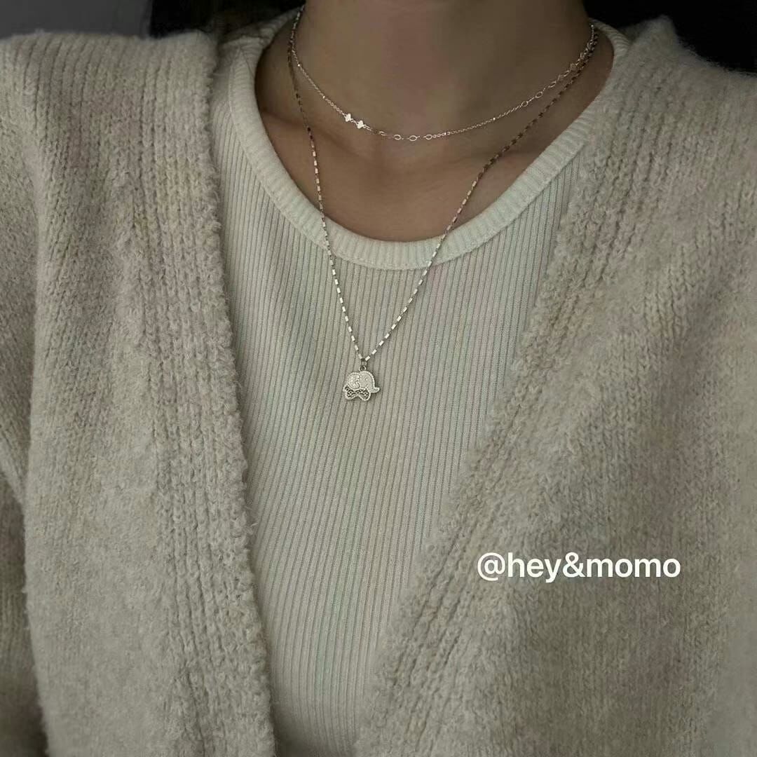 HM3407 ⚪️925 銀 超閃鏈條➕Q版招財小象吊墜項鍊