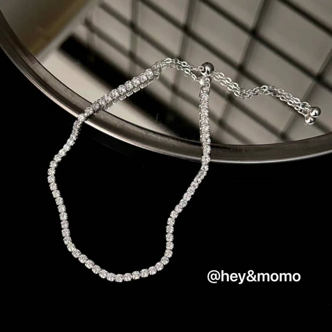 HM3409 925 銀 施華洛鑽精緻抽拉手鍊