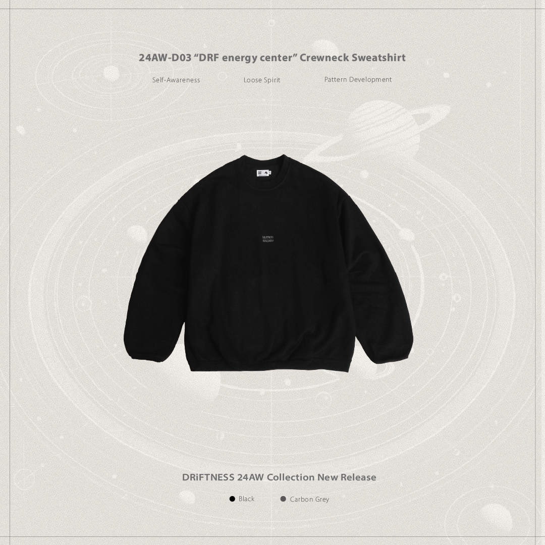 DRiFTNESS｜ 24AW-D03 “DRF energy center” 圓領大學T - Black