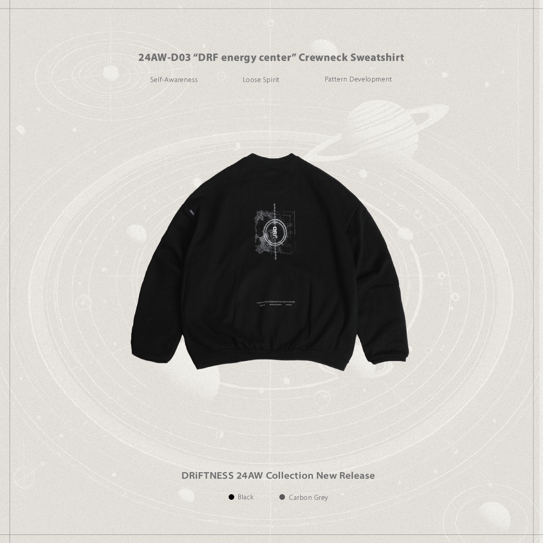 DRiFTNESS｜ 24AW-D03 “DRF energy center” 圓領大學T - Black