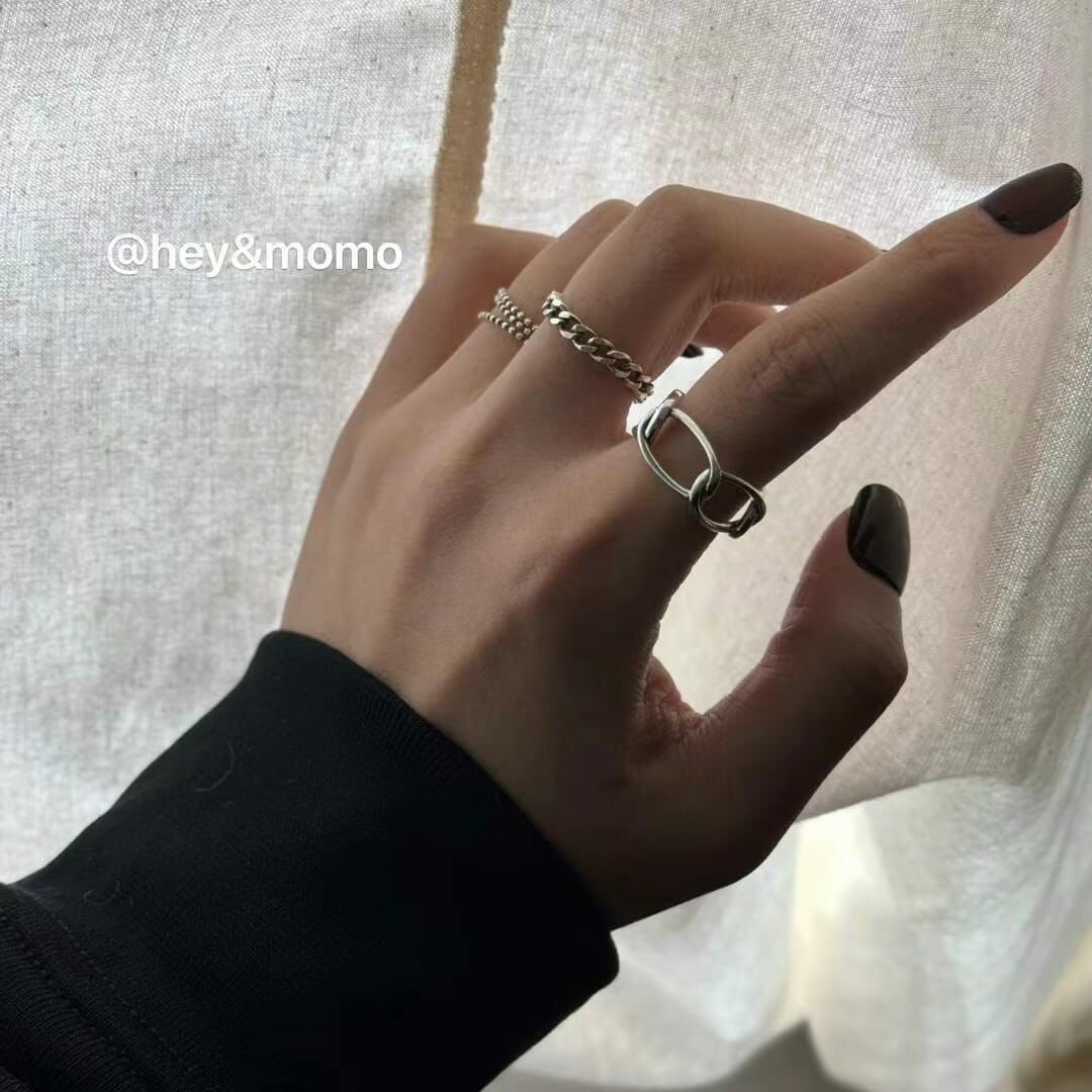 HM3414 925 銀 鏤空線個性戒指