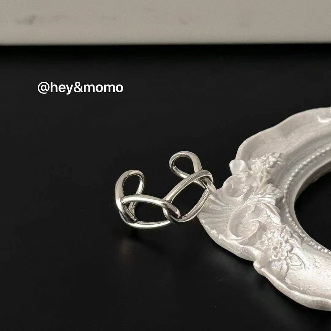 HM3414 925 銀 鏤空線個性戒指