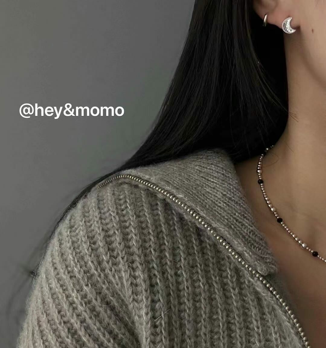 HM3415 ⚪️925 銀 碎冰月亮造型簡約耳環