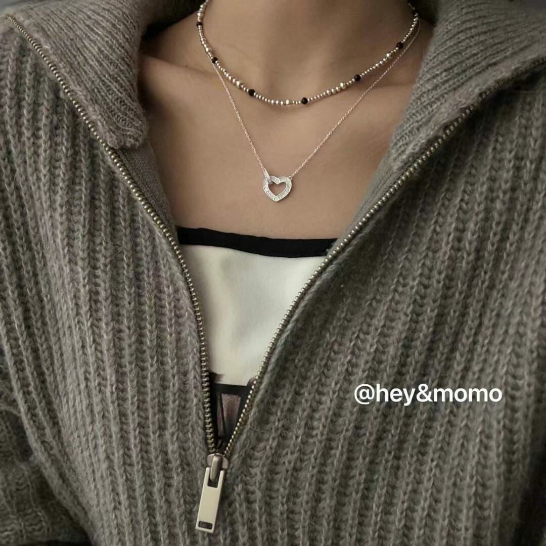 HM3418 925 銀 微鑲鑽 簡約愛心項鍊