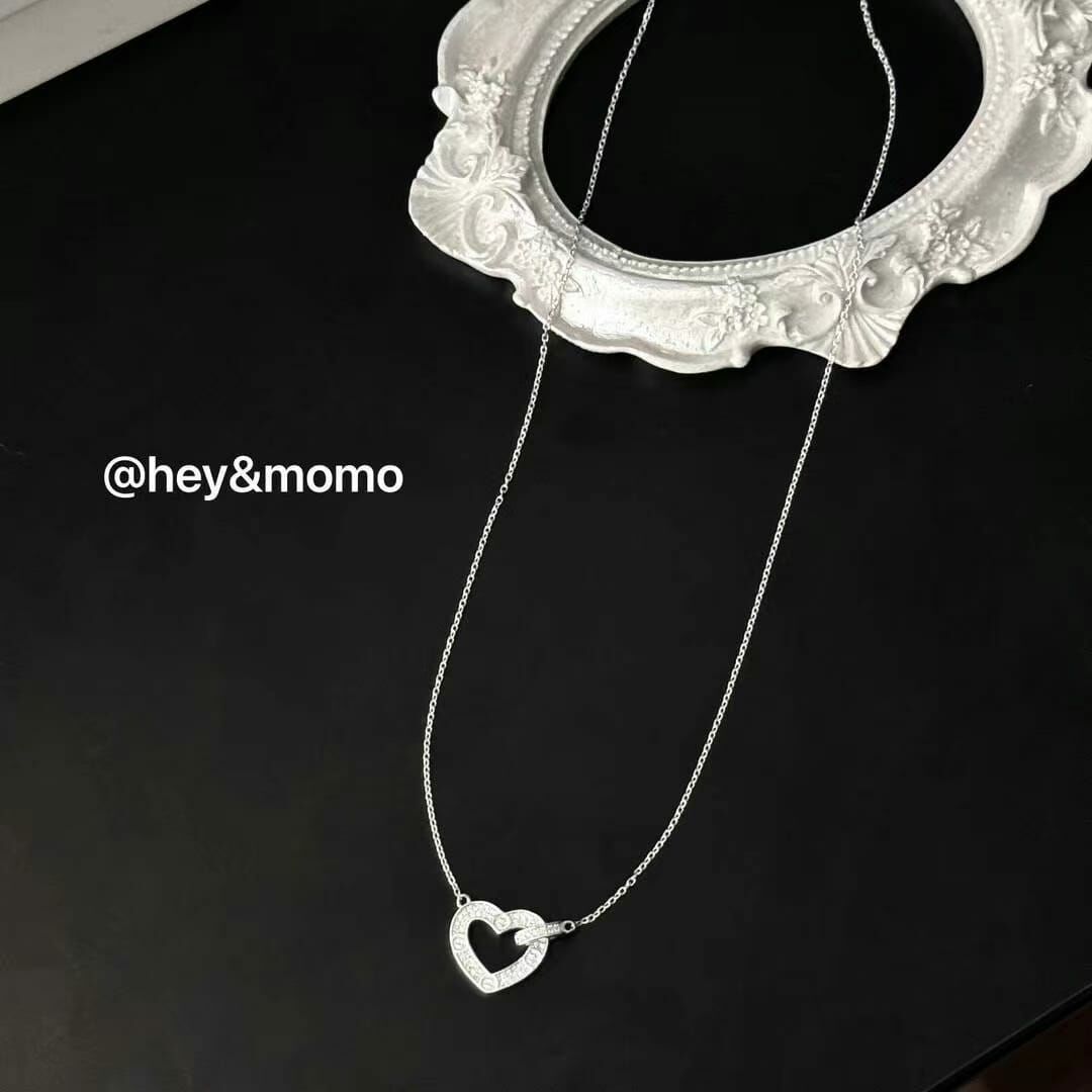 HM3418 925 銀 微鑲鑽 簡約愛心項鍊