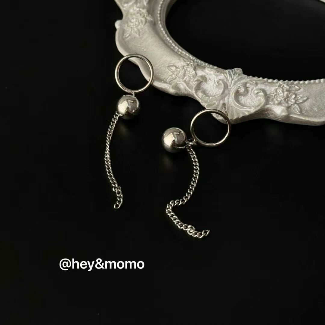 HM3425 ⚪️925 銀 限量版銀球➕戰車鏈耳環