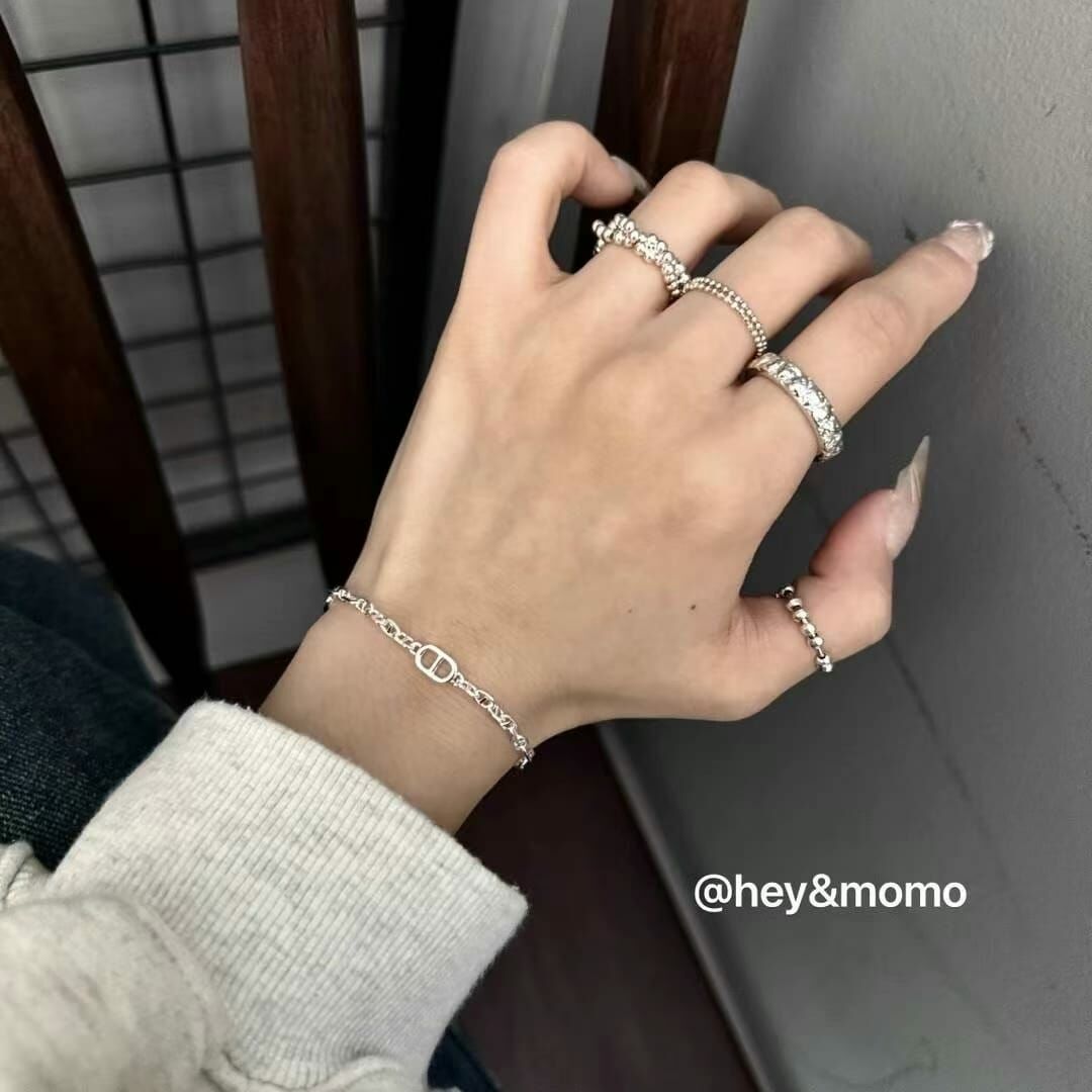 HM3428 925 銀 大小豬鼻簡約手鍊