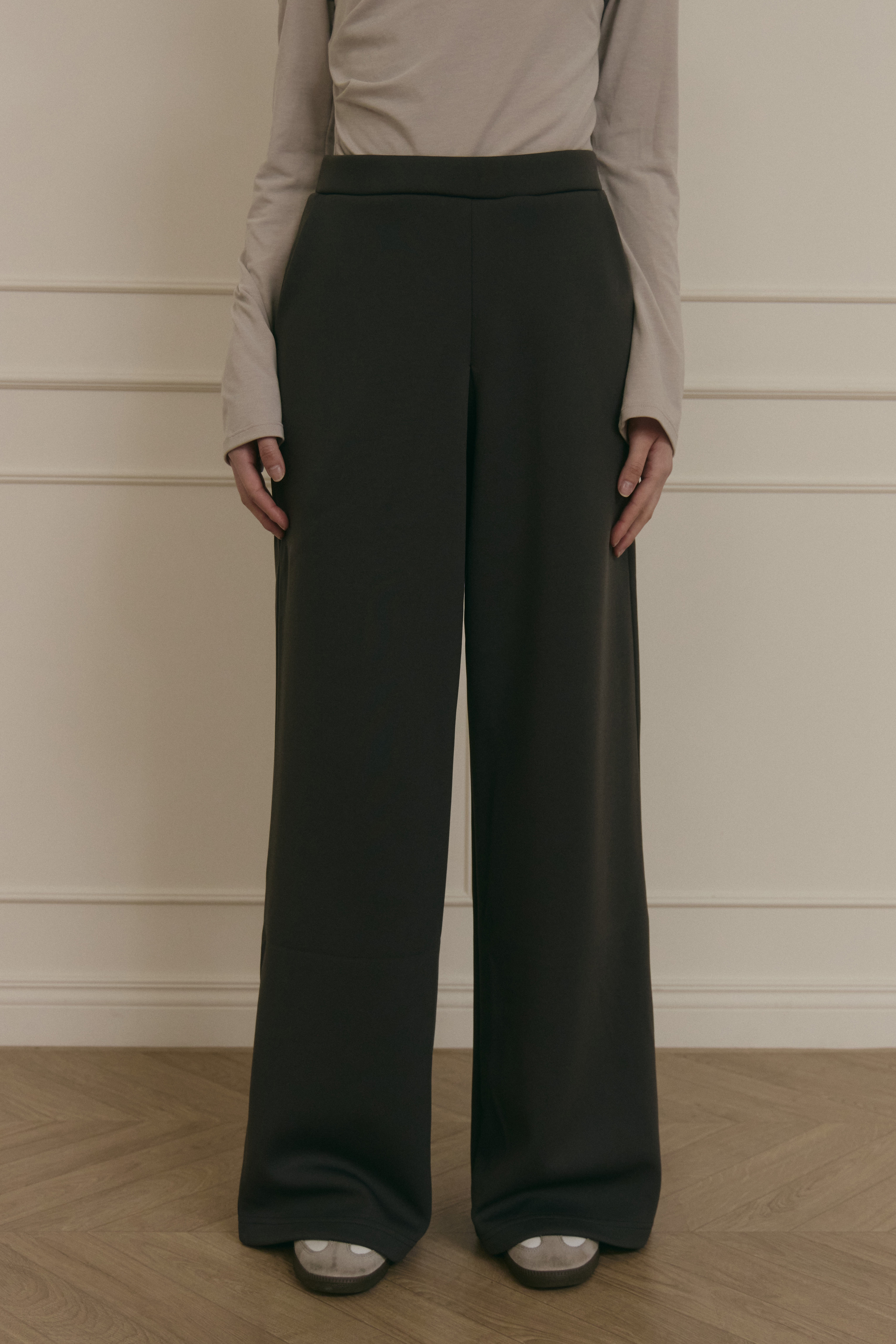 氣質前打摺落地長褲- 深灰