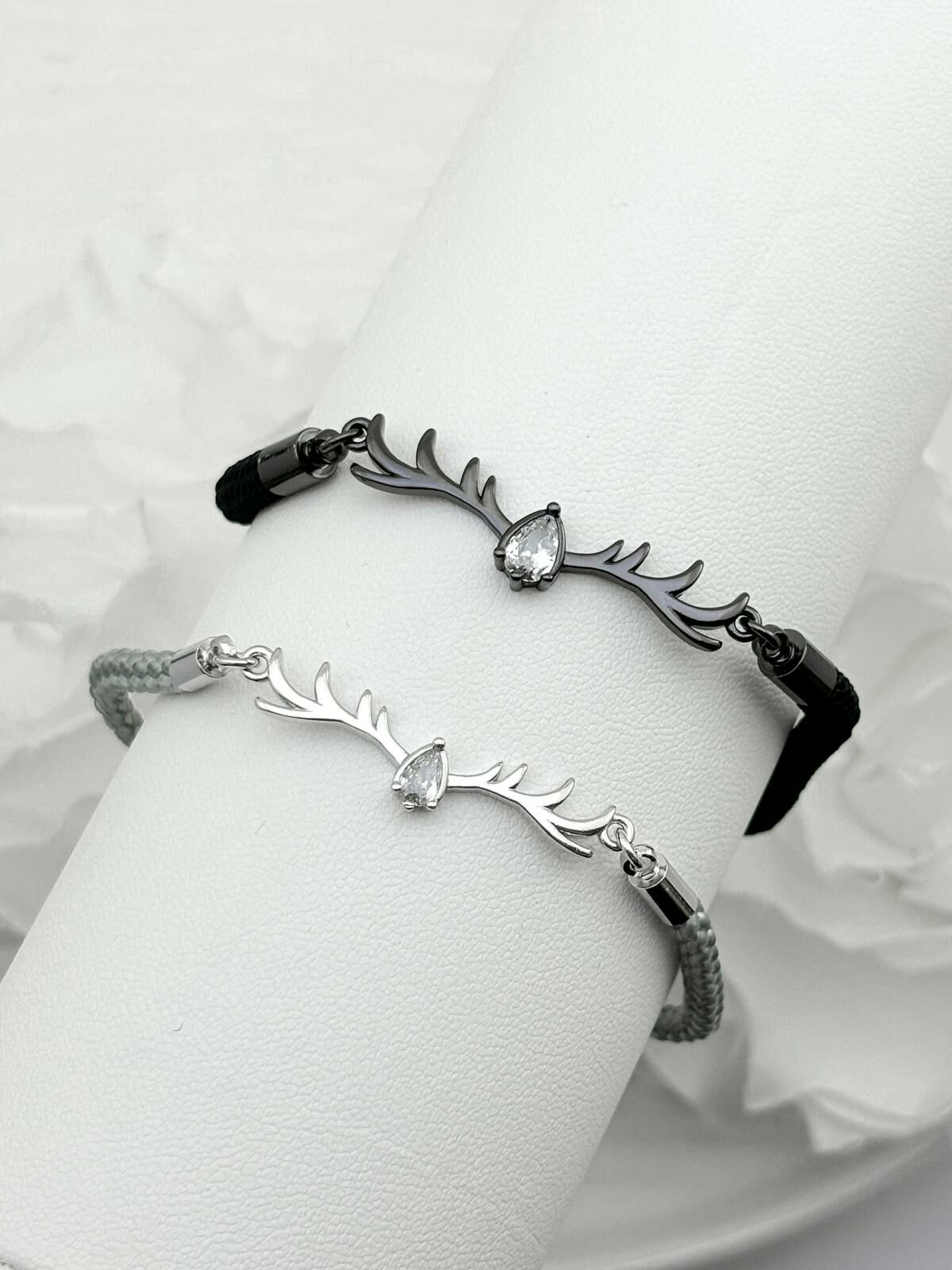 「一鹿相逢」情侶手繩 | S925純銀和鍍銀 | 免費刻字