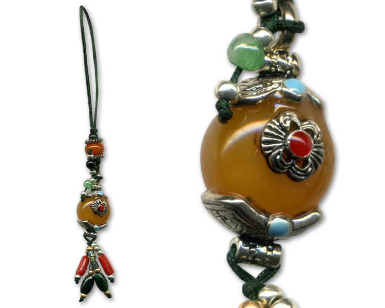 鹿港窯精品｜手工黃玉銀飾掛飾・招財好運傳家之選