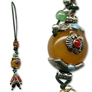 鹿港窯精品|手工黃玉銀飾掛飾・招財好運傳家之選