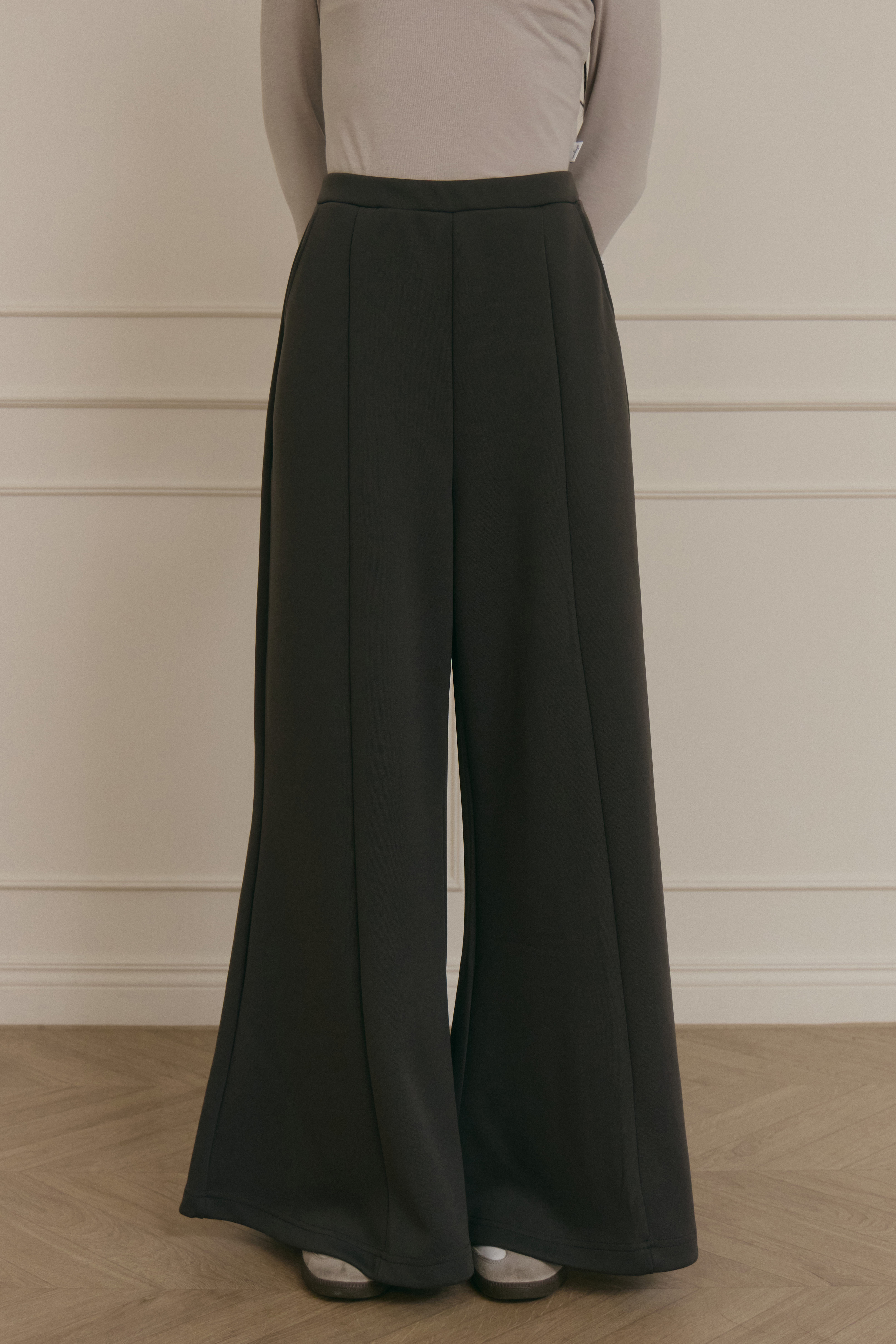 寬鬆闊腿長褲- 深灰