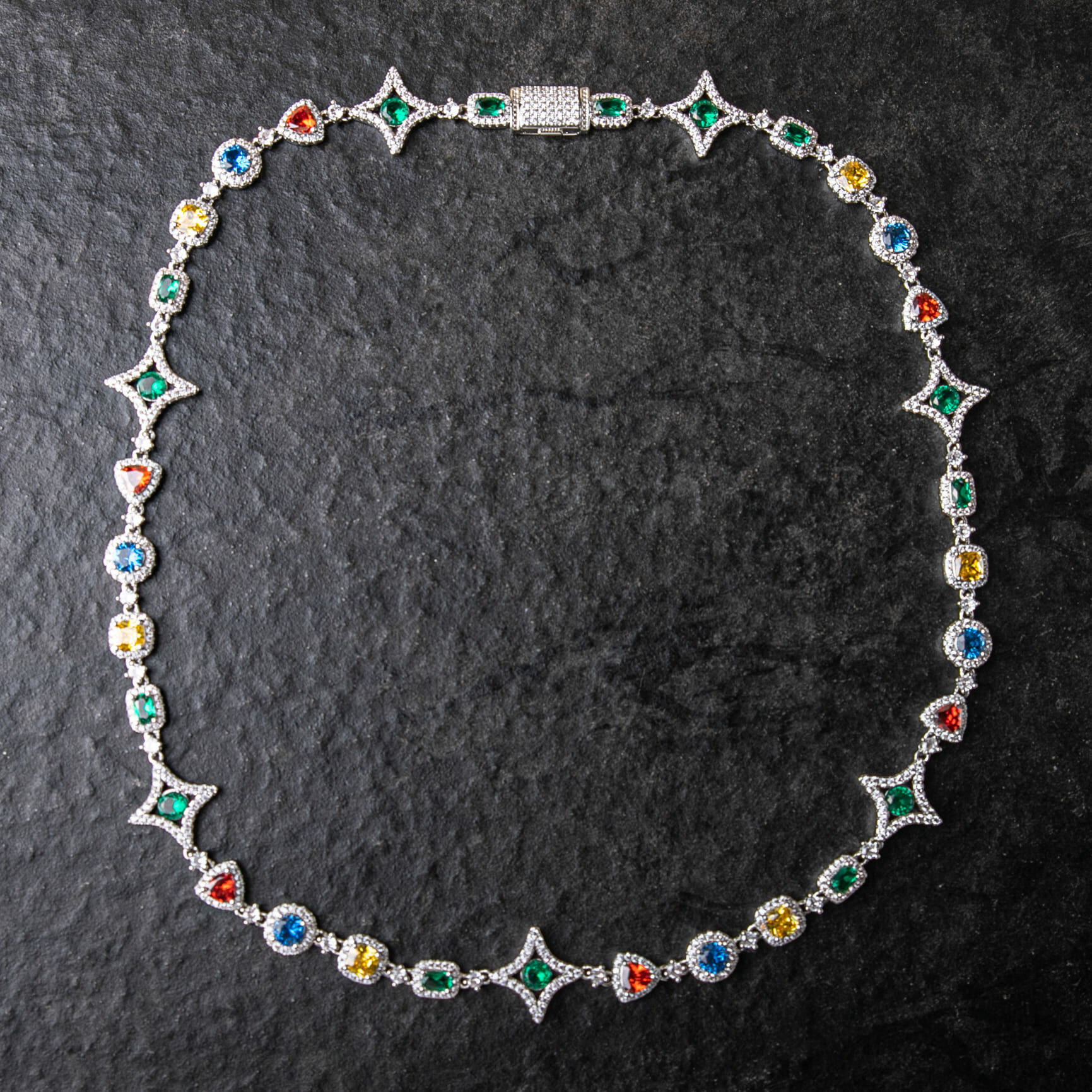 10mm彩色中央寶石火花項鍊