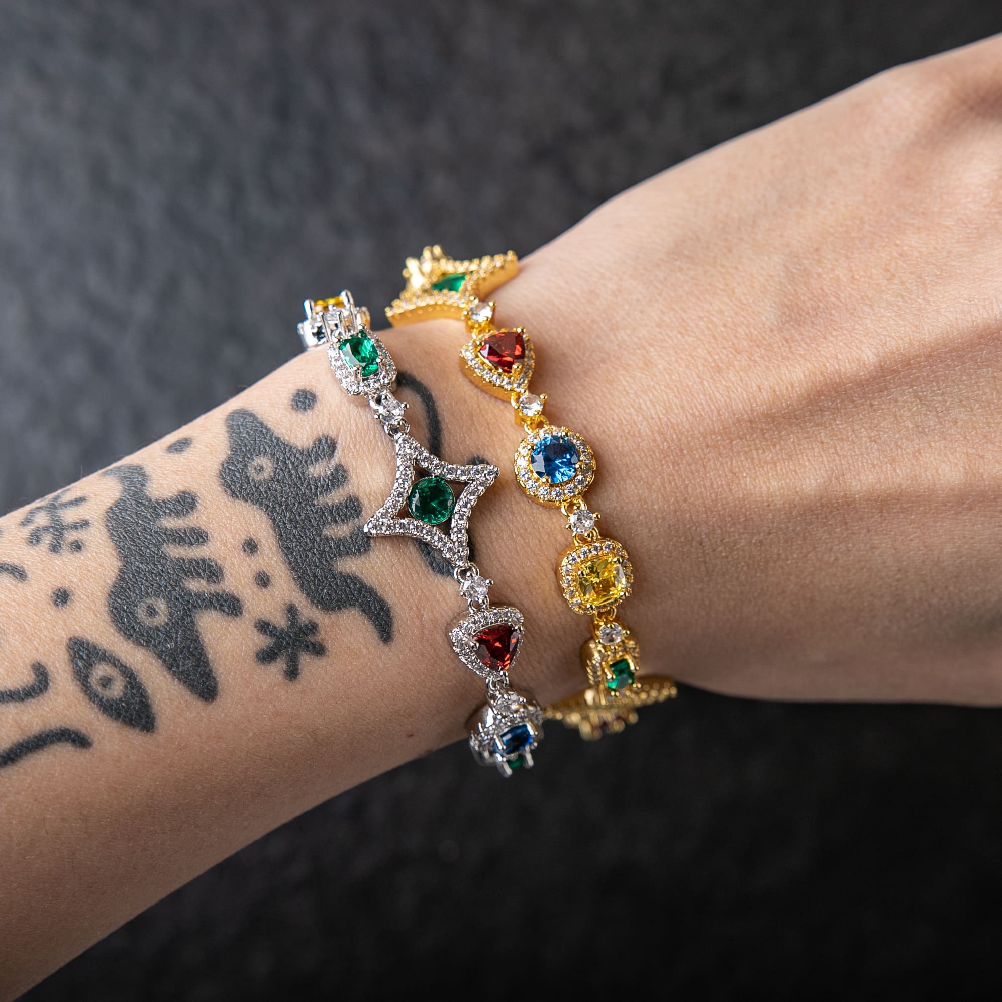 10mm彩色中央寶石火花手鍊