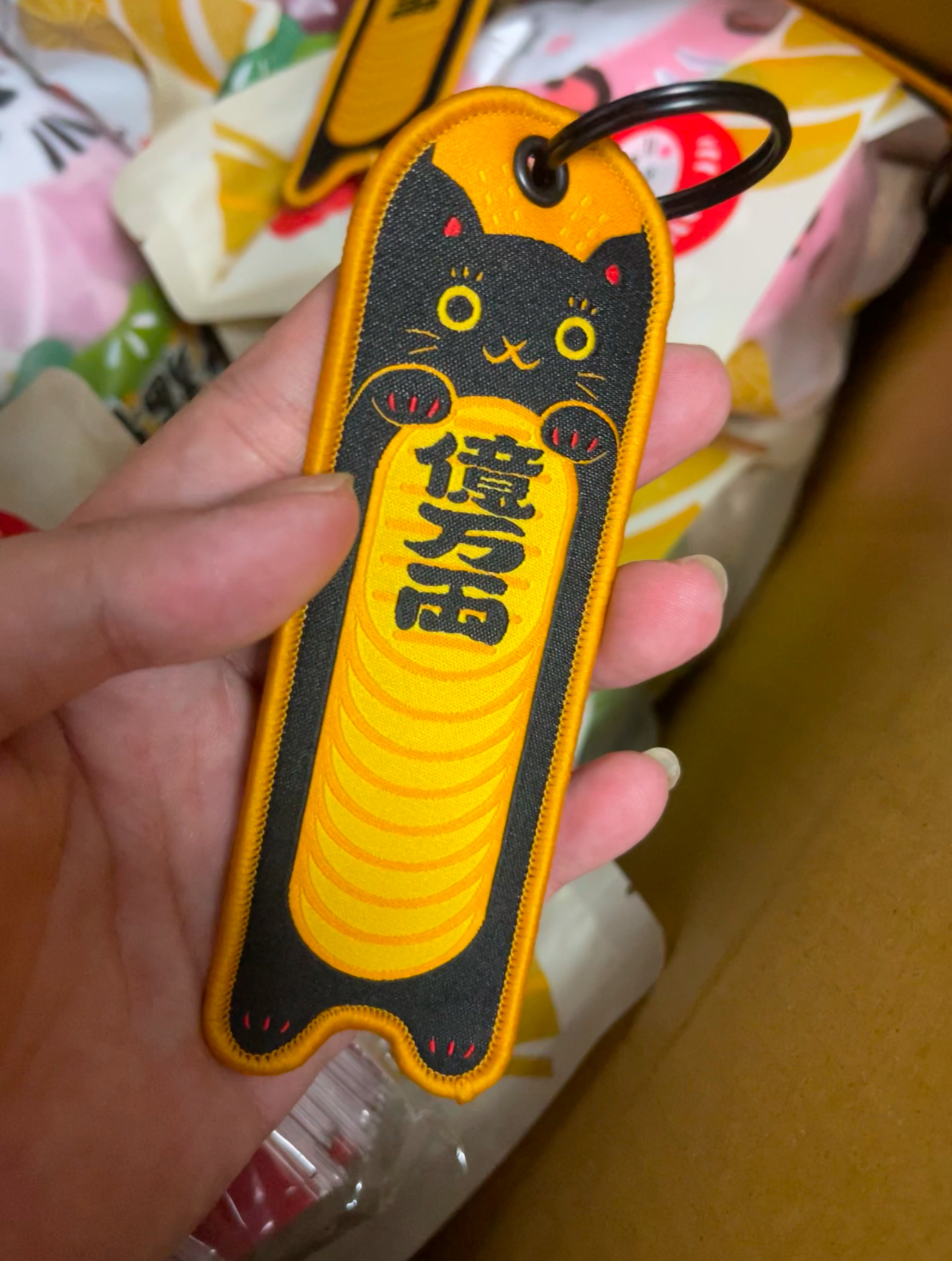 台灣｜吉豆貓｜雙面刺繡開運匙扣